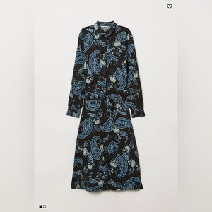 Beautiful h&m shirt wrap paisley long sleeve maxi dress blue viscose size 10